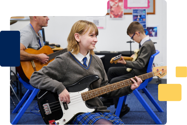 Student practising the guitar