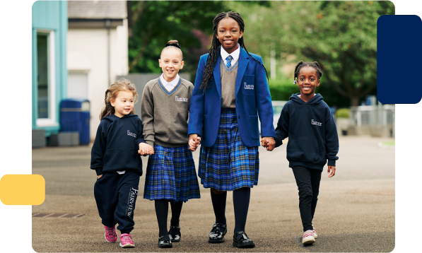 Students walking whilst holding hands