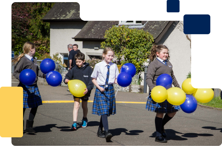 Students with balloons